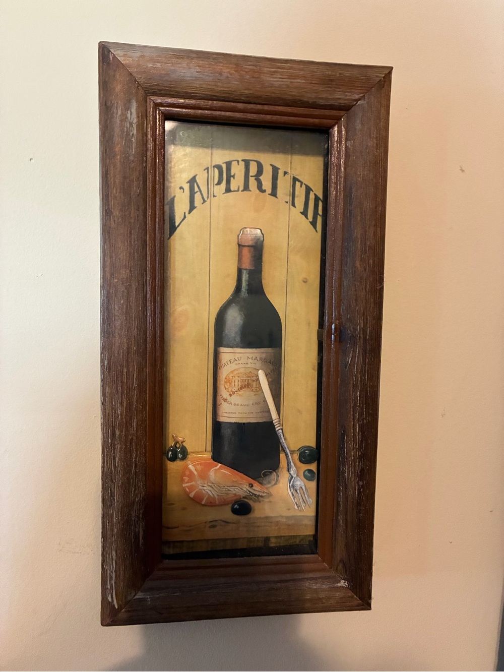 L'APERITIF Framed Wine Bottle Wall Art - Brown